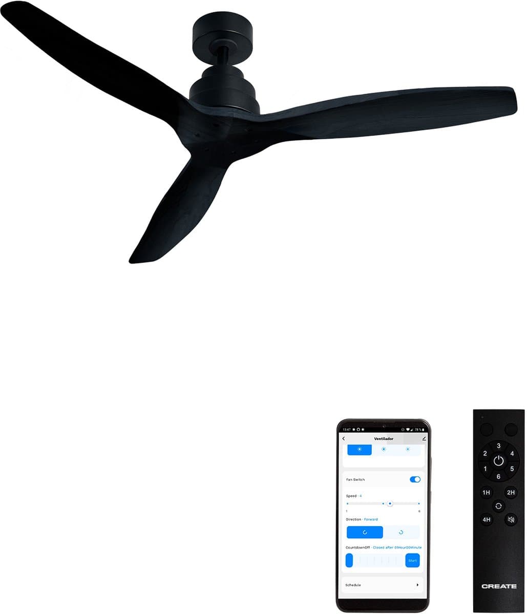 CREATE - Stille plafondventilator van 40 W met technische ABS-bladen, verkrijgbaar in verschillende maten - M - Geen licht - WIFI - WIND STYLANCE — afbeelding 1