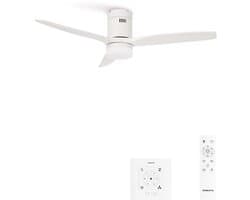 CREATE - Plafondventilator 40W silent 100% hout - S - Met licht - Controller voor wandmontage - WIND CALM NATURAL WOOD