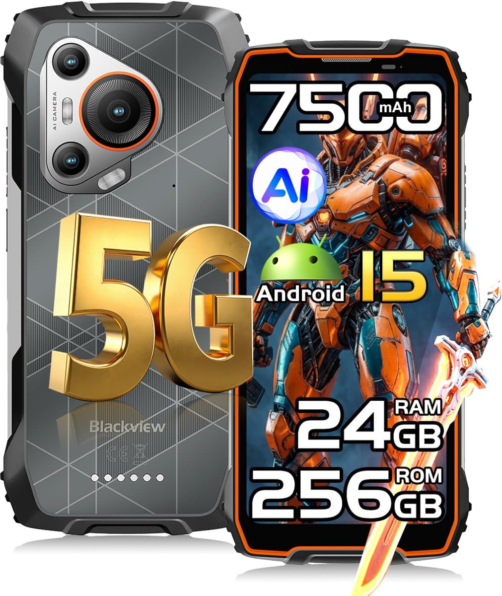 Blackview BL7000 - Smartphone 5G - 6.78 inch - Android 15 - 24GB RAM - 256GB ROM - 50MP Camera - 7500mAh - IP68 Waterdicht - NFC - OTG - GPS - FM - Oranje — afbeelding 1