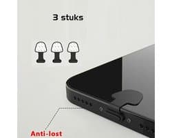 DW4Trading Zelfklevende Siliconen Stofpluggen 3 Stuks Voor USB C Aansluitingen, Ideaal Voor Iphones - Zwart