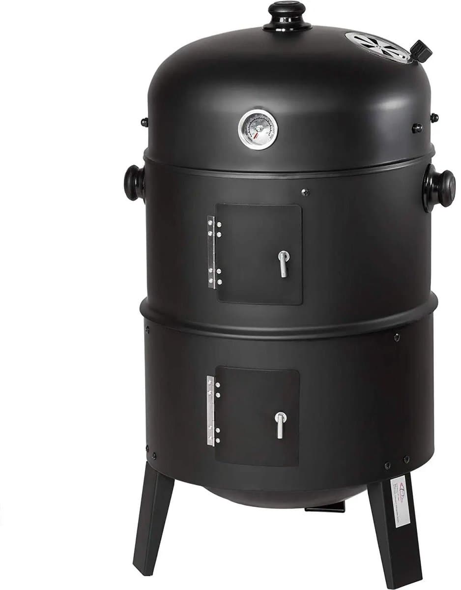 Norvia - BBQ Houtskoolgrill - 3 in 1 - Roker - Grill - Vatgrill - Thermometer - Buiten - Zwart - Perfecte Temperatuurcontrole — afbeelding 1