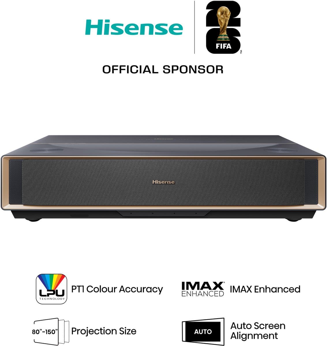 Hisense PT1 4K TriChroma Laser Projector - Ultrakorte projectieafstand - 80 tot 150 inch - Dolby Vision — afbeelding 1