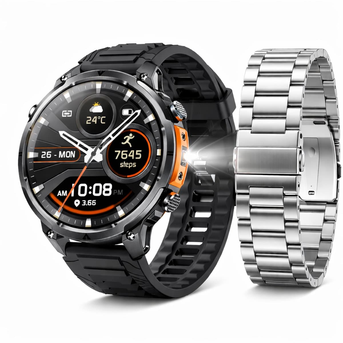 Hibousee Smartwatch Heren & Dames met Belfunctie – 100+ Sportmodi – Hartslagmeter – Waterdicht – Fitness Tracker – Zaklamp – Geschikt voor iOS & Android — afbeelding 1