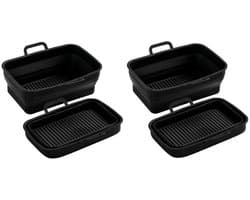 Opvouwbare vierkante Airfryer siliconen kom, 2-pack