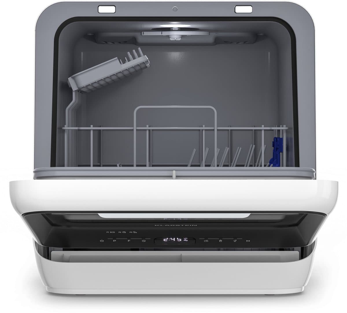 Klarstein Vaatwasser Amazonia Mini - Compact Aanrechtblad, 7 Programma's, 5L Tank of Directe Aansluiting, Energie-efficiëntieklasse D, Stil 58dB, Digitaal Display, Draagbaar Tafelblad voor Kleine Keukens, Zwart - Dishwasher — afbeelding 1