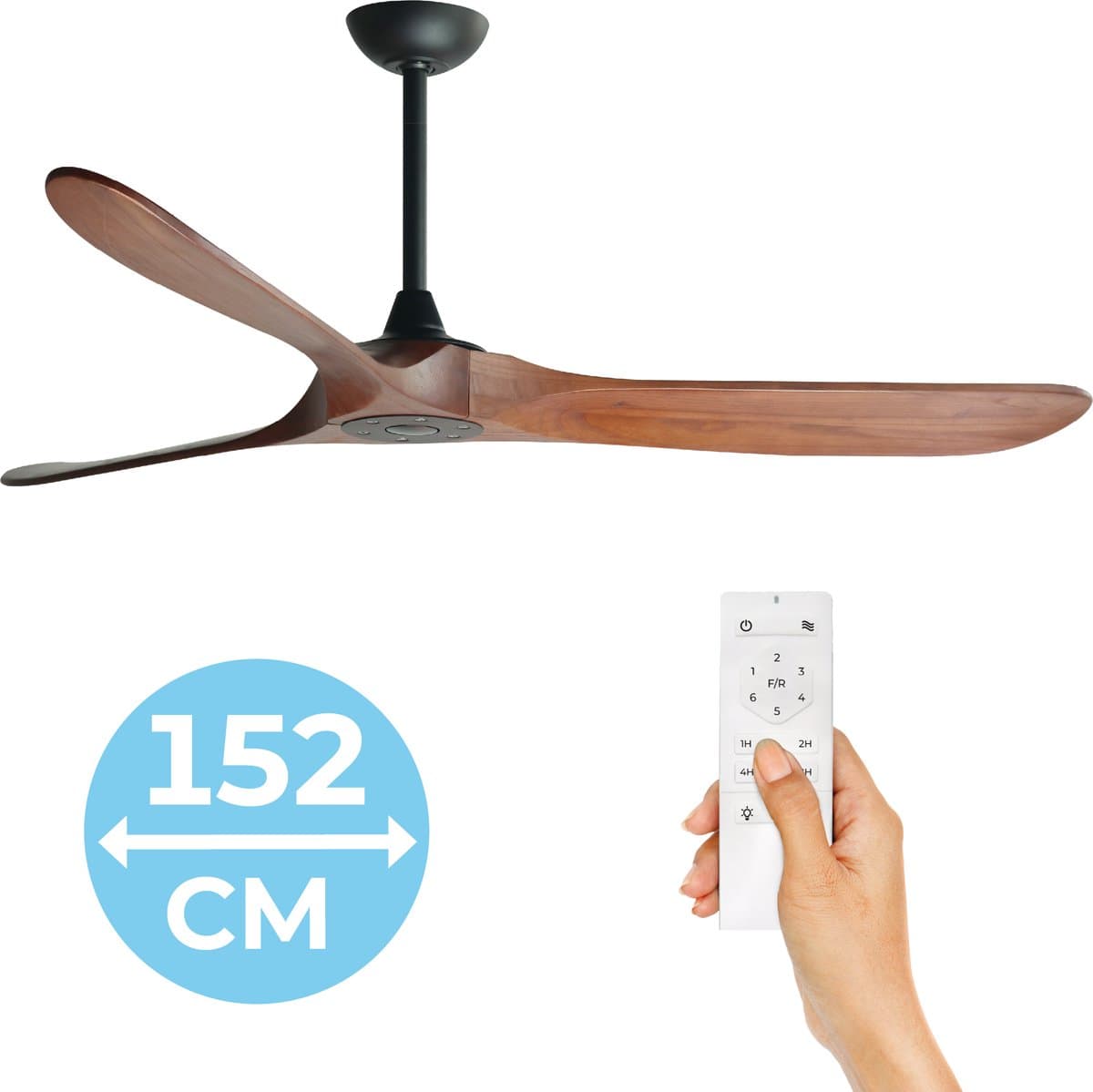 Goedewaere Plafondventilator Nordic Wood - Afstandsbediening - Timer - Stil - 152cm — afbeelding 1
