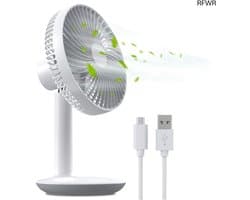 RFWR® Draagbare USB Tafelventilator 6 inch - 4000mAh Oplaadbaar, Stil met 4 Snelheden voor Huis en Camping