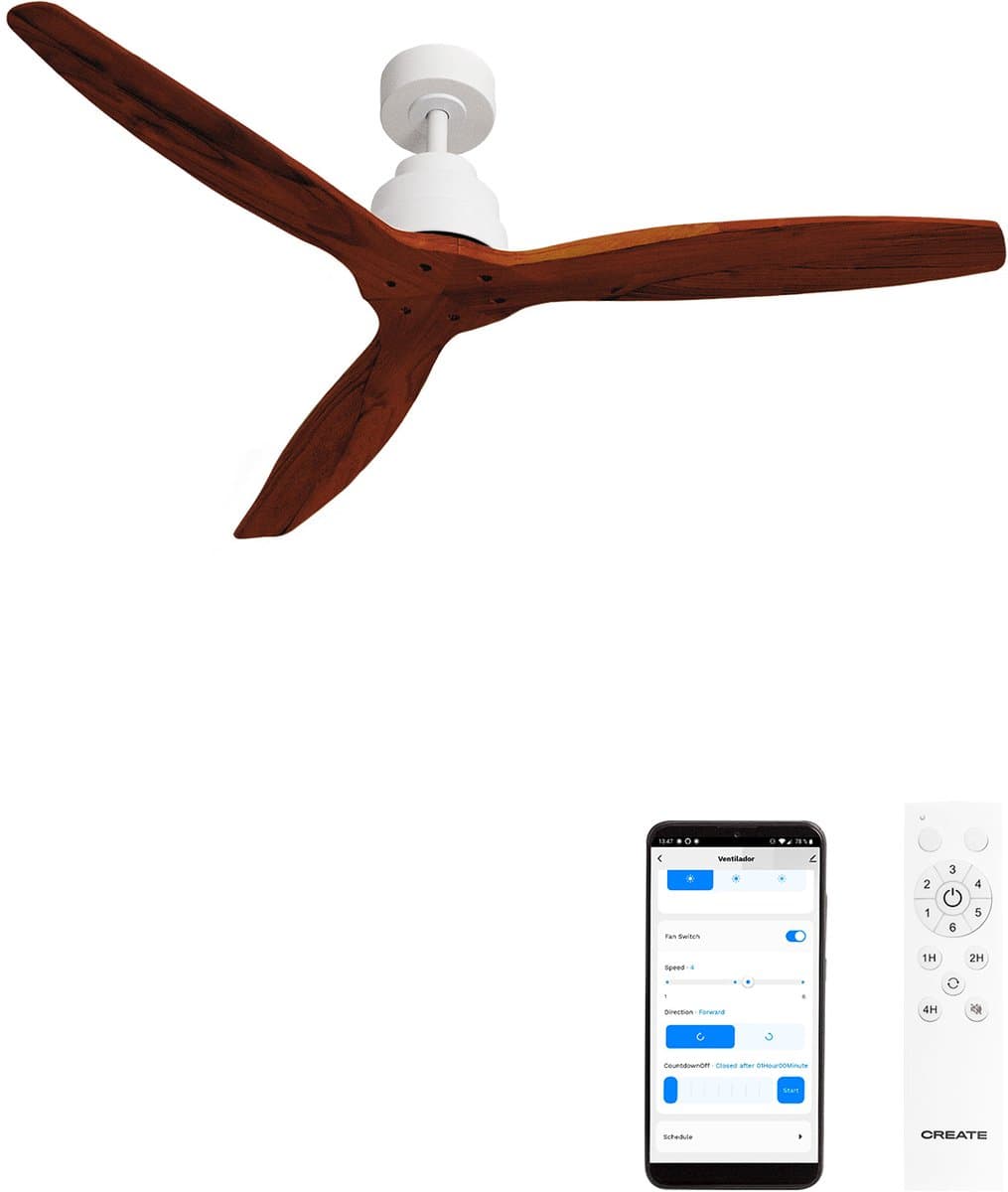 CREATE - Plafondventilator 40W silent Ø132 cm - Met Wifi - Met Afstandsbediening - 6 Snelheden - Timer - Zomer/Winter functie - Wit - WIND STYLANCE — afbeelding 1