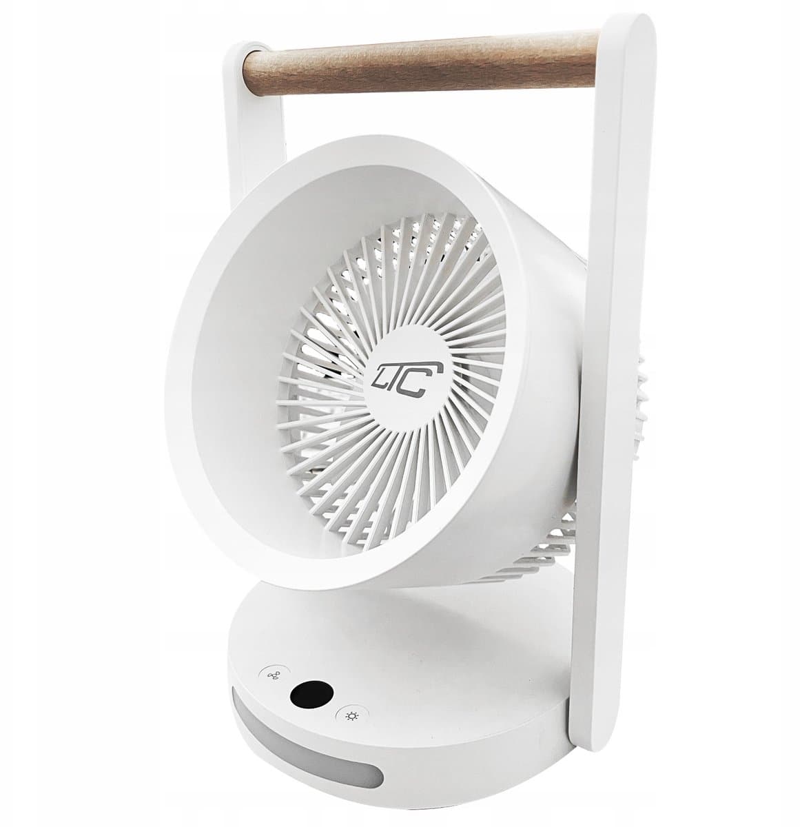 LTC draadloze bureauventilator met nachtlampje en LED-display - 5 snelheidsstanden, 3600 mAh batterij, LXWB17 - Wit — afbeelding 1