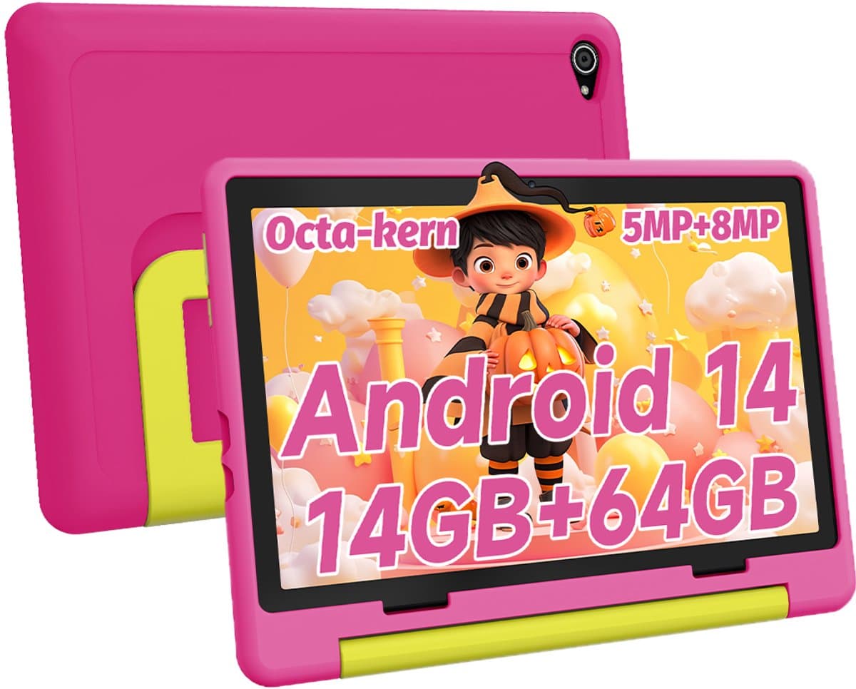 Hotlight KT1028 - Android 14 kindertablet - 10.1 inch - 14(3+11)GB RAM/64GB ROM– 5000mAh - Roze — afbeelding 1