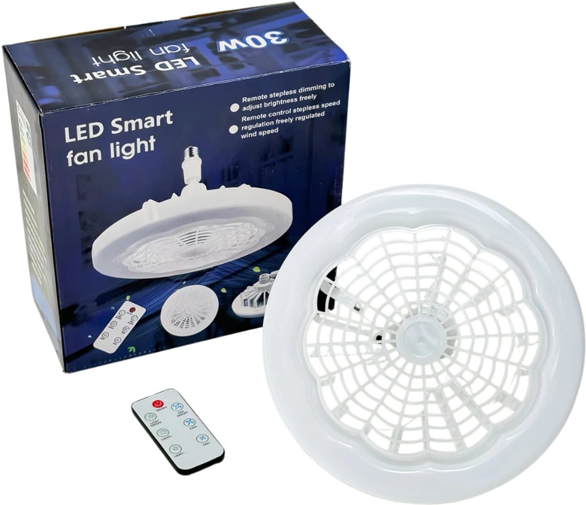 Bovista Plafondventilator - Met Verlichting - Plafond Ventilator - Met Lamp - Plafonniere Met Ventilator - Met Licht - Wit - 23cm — afbeelding 1