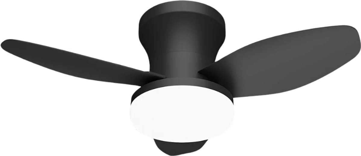 Nivard Plafondventilator - Met Verlichting - Plafond Ventilator - Met Lamp - Plafonniere Met Ventilator - Met Licht - Zwart - 88cm — afbeelding 1