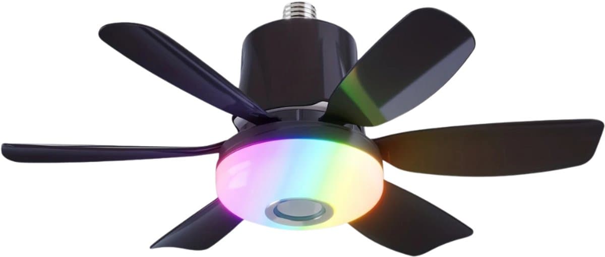 Livano Plafondventilator - Met Verlichting - Plafond Ventilator - Met Lamp - Plafonniere Met Ventilator - Met Licht - Zwart - 47cm — afbeelding 1