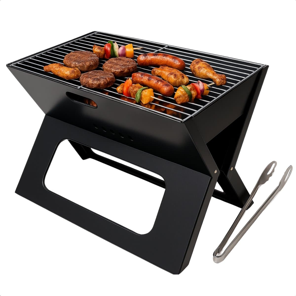 Cheqo® Opvouwbare Barbecue - Draagbare Houtskool BBQ - Portable BBQ - Draagbaar en Inklapbaar - Voor Camping en Strand - Camping BBQ - Houtskool — afbeelding 1