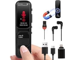 Digitale Dictafoon - Voice Recorder - 64GB Opslag - Ruisonderdrukking - USB Oplaadbaar - voor Vergaderingen en Interviews - Zwart