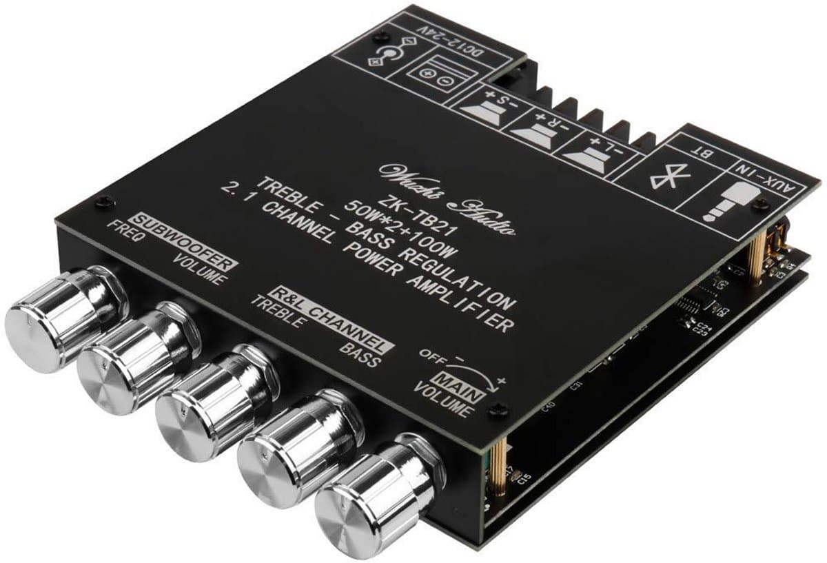 Krachtige 2.1 Kanaals Bluetooth Hi-Fi Audio Versterker Module met Bass en Treble Regeling - 100W Subwoofer Uitgang — afbeelding 1