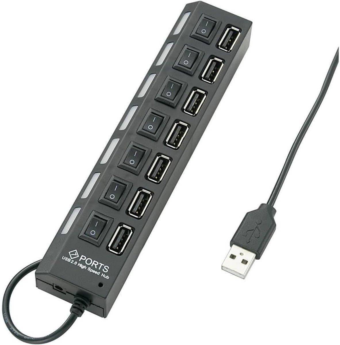 USB 2.0 Hub met 7 Poorten, Individueel Schakelbaar en Status-LEDs — afbeelding 1