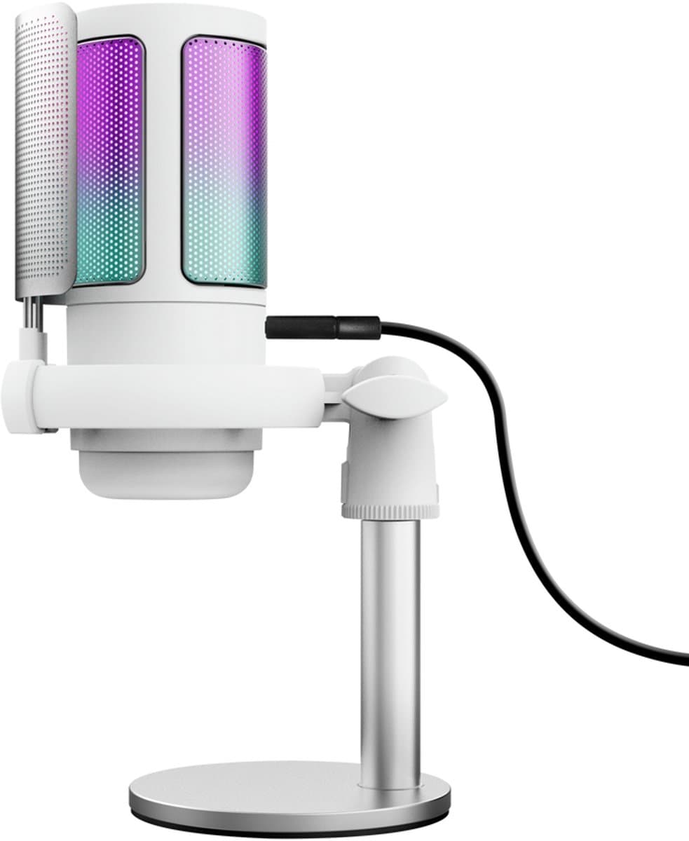 Trust GXT 238W Auron - USB Microfoon - Gaming en Streaming - Cardioïde - RGB Verlichting - Wit — afbeelding 1