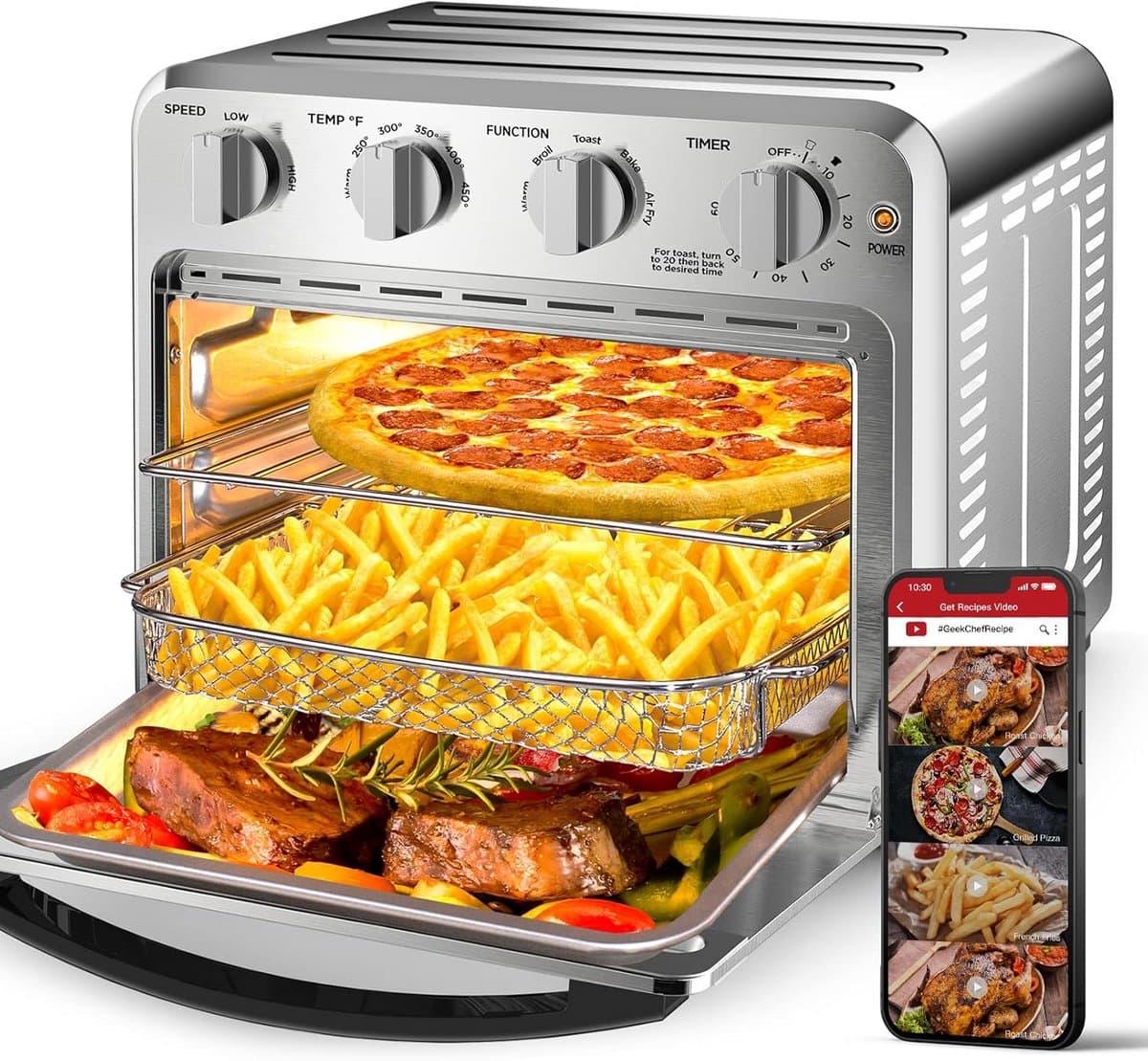 Luchtfriteuse met 13 liter inhoud - Gezond koken met 85% minder vet — afbeelding 1
