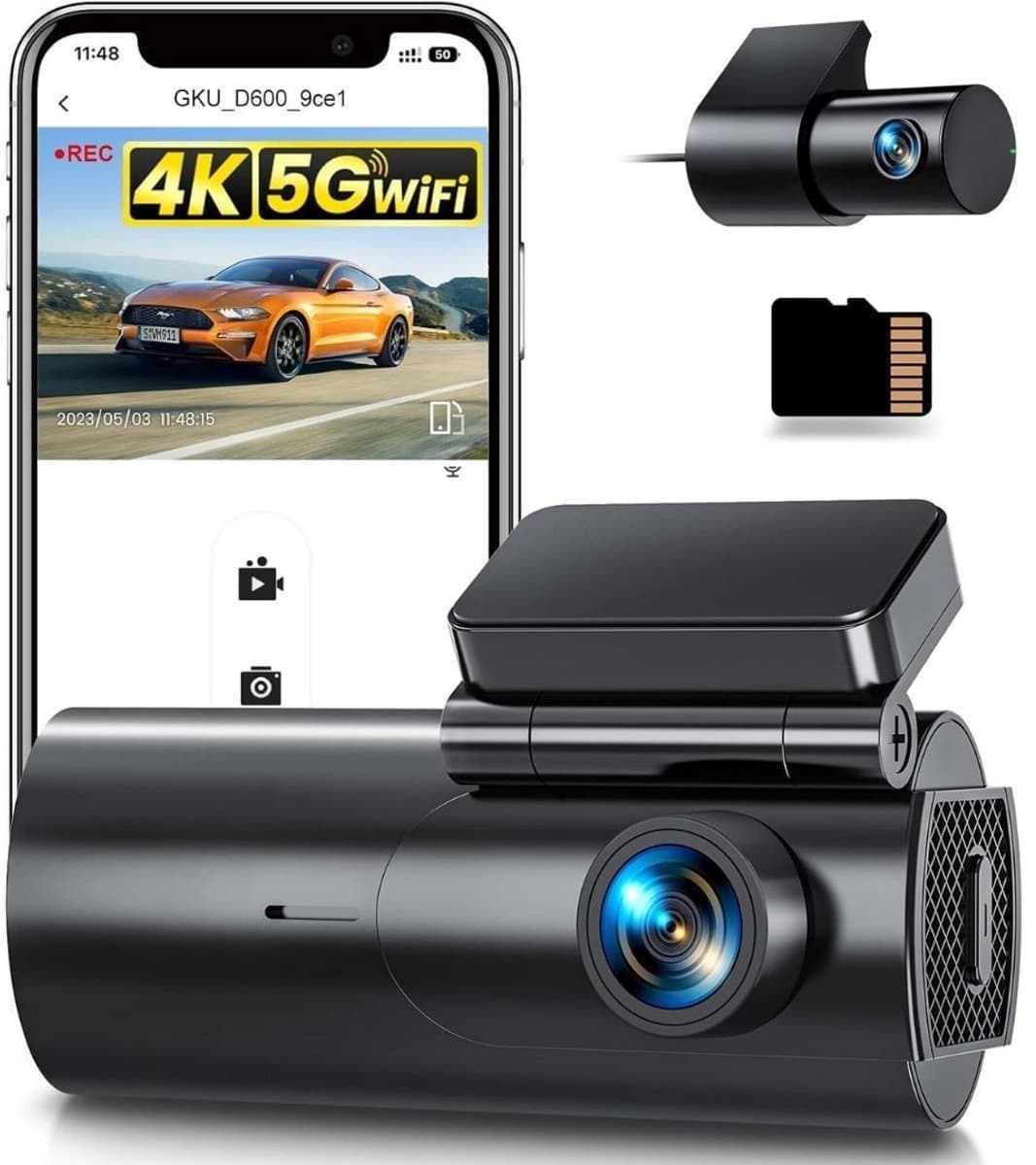 Quvo® Dashcam Voor en Achter - Dashcam - Parkeermonitor - Nachtzicht - Zwart- 5cm x 10cm x 4cm — afbeelding 1