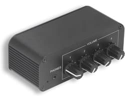 Mini Stereo Mixer met 4 Kanalen en Hoofdtelefoonuitgang - Geluidsversterker voor Microfoon en Gitaar