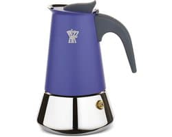 Italiaans koffiezetapparaat - PEZZETTI - STEELEXPRESS - Roestvrij staal - 6 kopjes - Geschikt voor alle kookplaten inclusief inductie - Indigoblauw