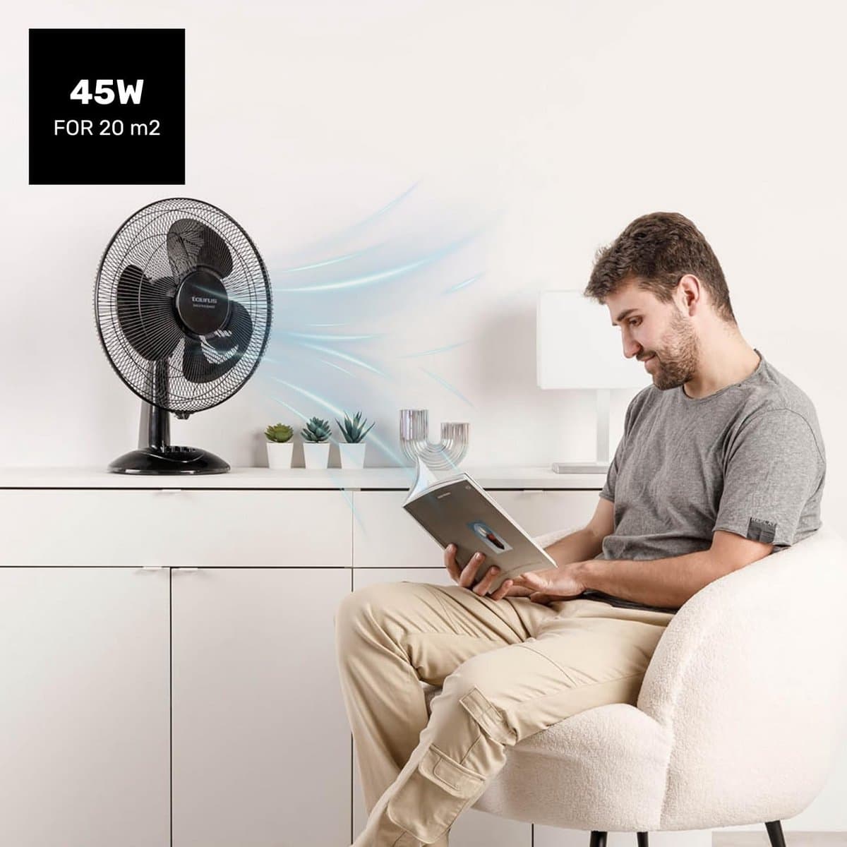 Stilstaande Tafelventilator 40 cm - Krachtige 45W Ventilator met 3 Snelheden en Oscillerende Functie — afbeelding 1