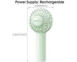 Draagbare mini-ventilator met 3 snelheden - Oplaadbare handventilator voor reizen en make-up