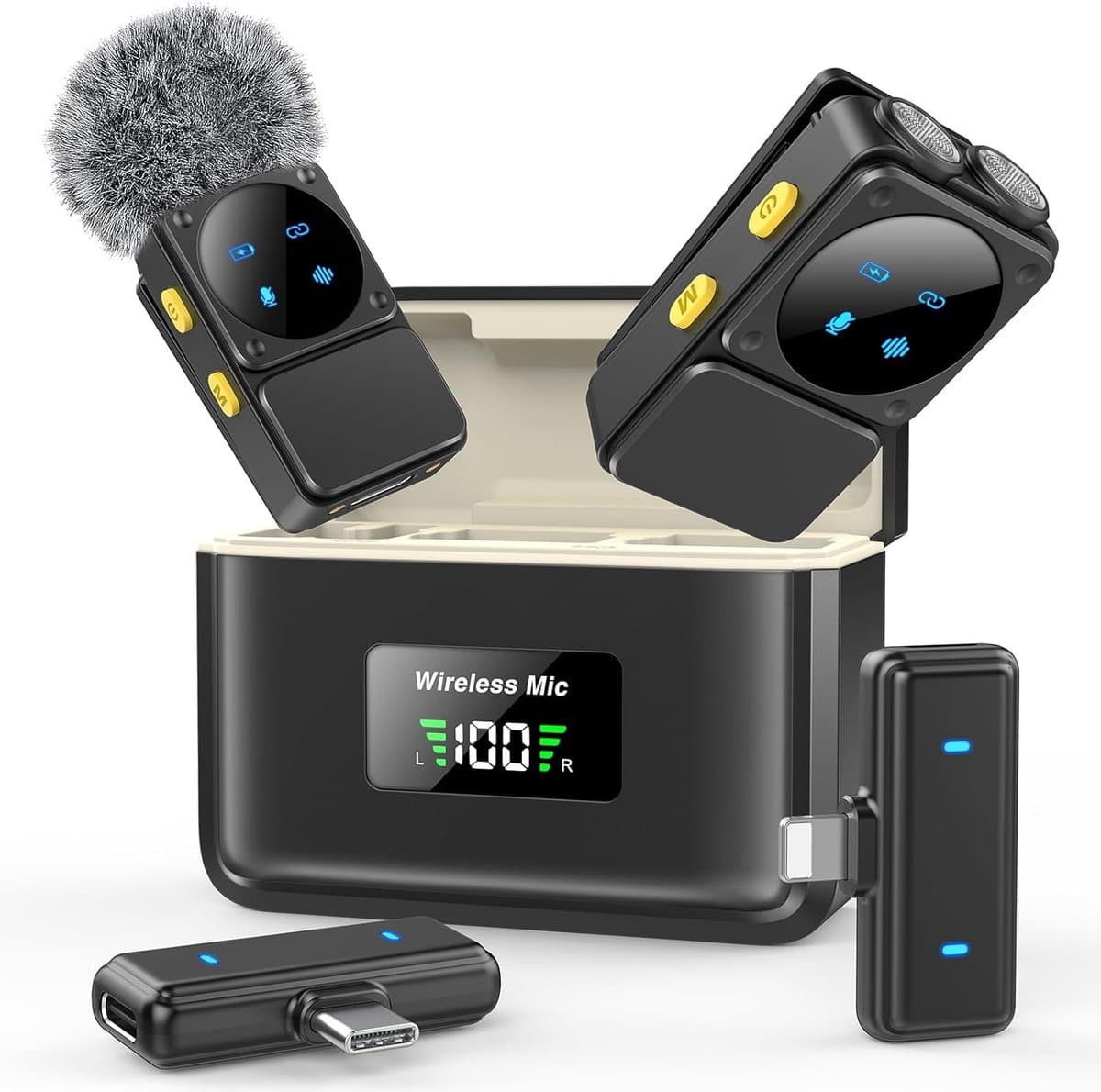Mini Draadloze Clip Microfoon Set Met Dubbele Ontvanger - Intelligente Ruisonderdrukking - 48 Uur Levensduur & 164 Ft Effectieve Afstand - Geschikt Voor iPhone+iPad+Android Apparaten - Ideaal Voor Video-Opname — afbeelding 1