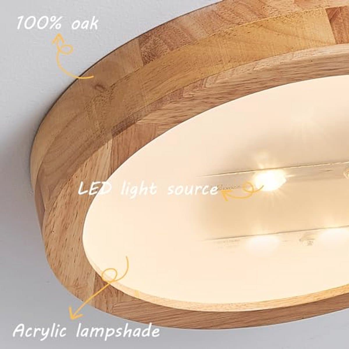 Dimbare Houten LED Plafondlamp - 40 cm - Met Afstandsbediening - Ronde Plafondlamp voor Slaapkamer, Kantoor en Keuken — afbeelding 1