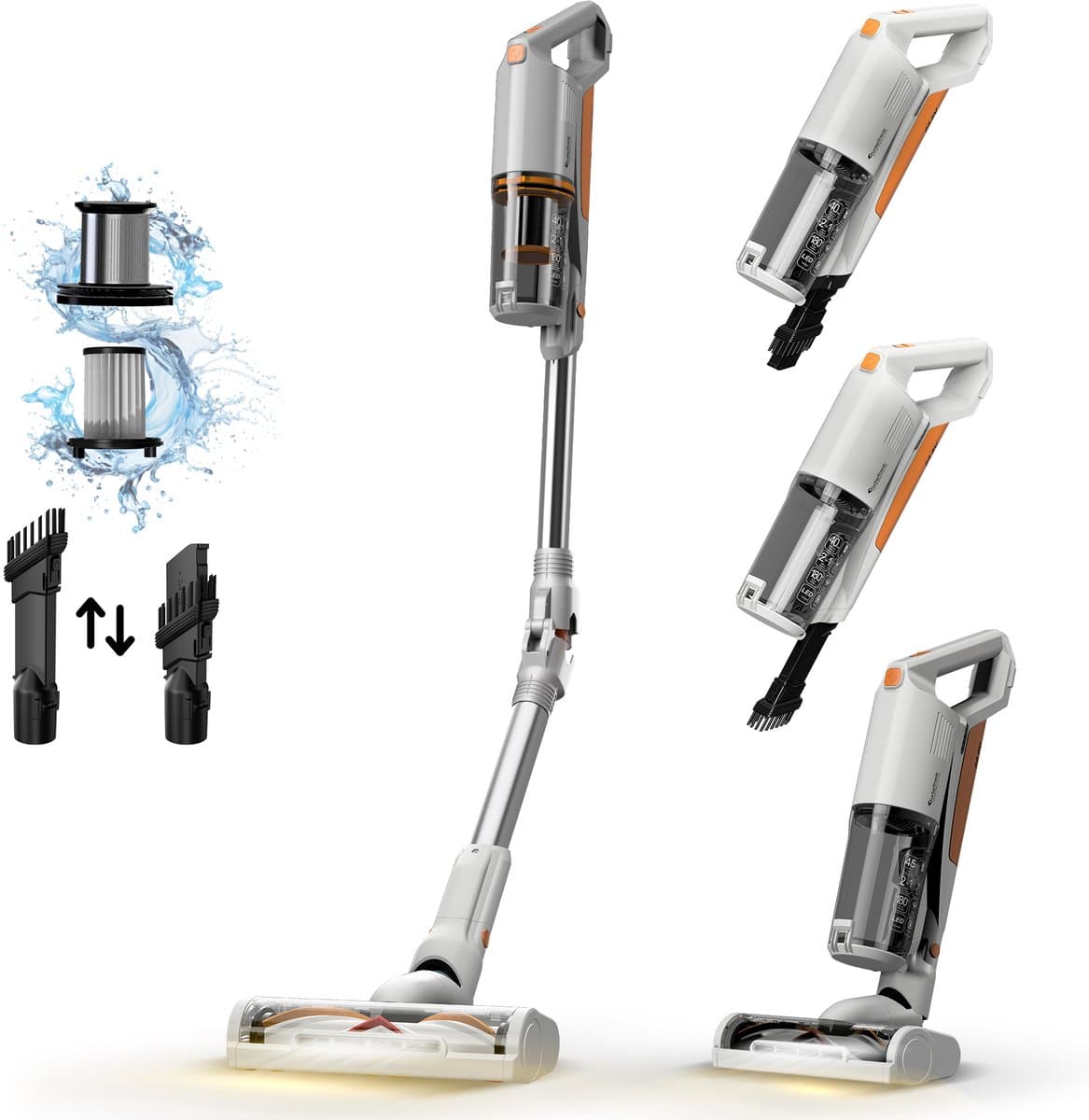 TurboTronic CV11 Steelstofzuiger met flexibele Arm en Handstofzuiger Draadloos - Oranje/Zilver — afbeelding 1