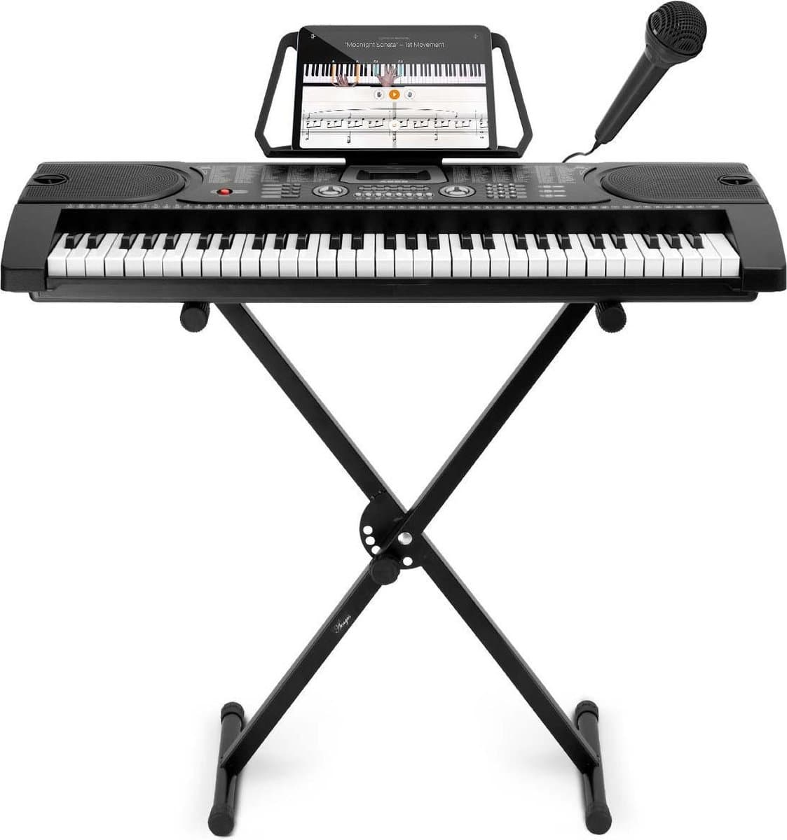 Áengus keyboard 61 toetsen, Piano met Standaard en Microfoon - A289 — afbeelding 1