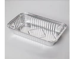 Rechthoekige aluminium wegwerp bakje 650ml 224x132x34mm per 100 stuks inclusief deksels - Alu bakje - Ideaal voor barbecue | Fitness | Take Away | Prep meal | Aluminium bakjes wegwerp | Aluminium bakjes met deksel | Aluminium wegwerp bakjes