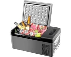 Mini Koelkast - Koelkast - Kleine Koelkast - Kleine Koelkast Met Vriesvak - Mini Vriezer - Auto Koelkast - 15 L - 12/24V - Grijs - 60x32x26 cm