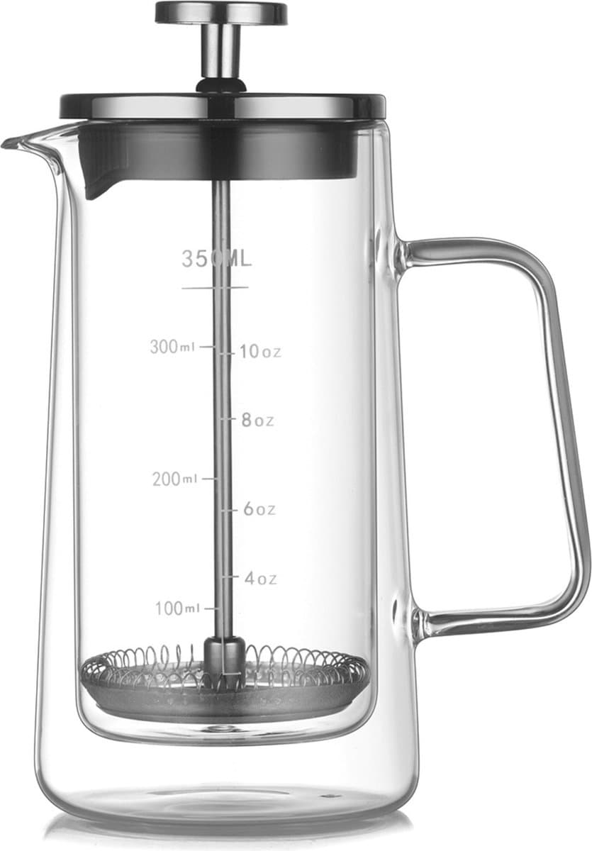 Dubbelwandige Cafetière - French Press - Coffeemaker - Filter Koffie - Borosillicaat Glas - Slow Coffee - 350ml — afbeelding 1
