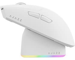 Ajazz AJ139 V2 MC – Draadloze Gaming Muis – PAW3311 – 12.000 DPI – Tri-Mode – 1000Hz – RGB Oplaadstation – Inclusief Opberghoes - Wit
