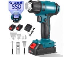 Hot Air Gun, Battery, Hot Air Gun with 2 x 4.0 Ah Battery, 50-550 °C, Plastic Welding Machine, Wireless, with 5 - ShopVlot