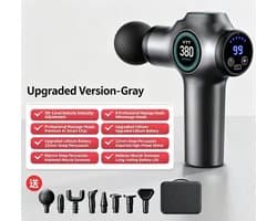 Massage Gun Professioneel - Spiermassage Apparaat - Diepe Spiermassage - Krachtig Massagepistool - Aluminium Behuizing - Oplaadbaar - Meerdere Snelheden - Inclusief Opzetstukken