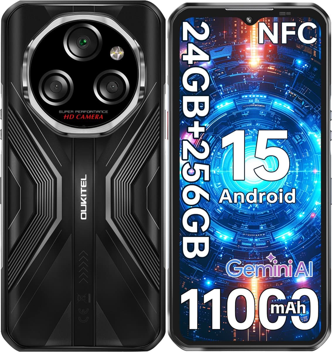 OUKITEL WP55S Smartphone 5G-24 RAM-256 ROM-11000 mAh batterij-6.6 inch HD scherm-64MP camera-NFC-Android15 — afbeelding 1
