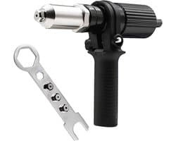 Rivet gun adapter met afneembare kunststof handgreep - elektrische klinknagelkop - krachtige en duurzame uitvoering - ShopVlot