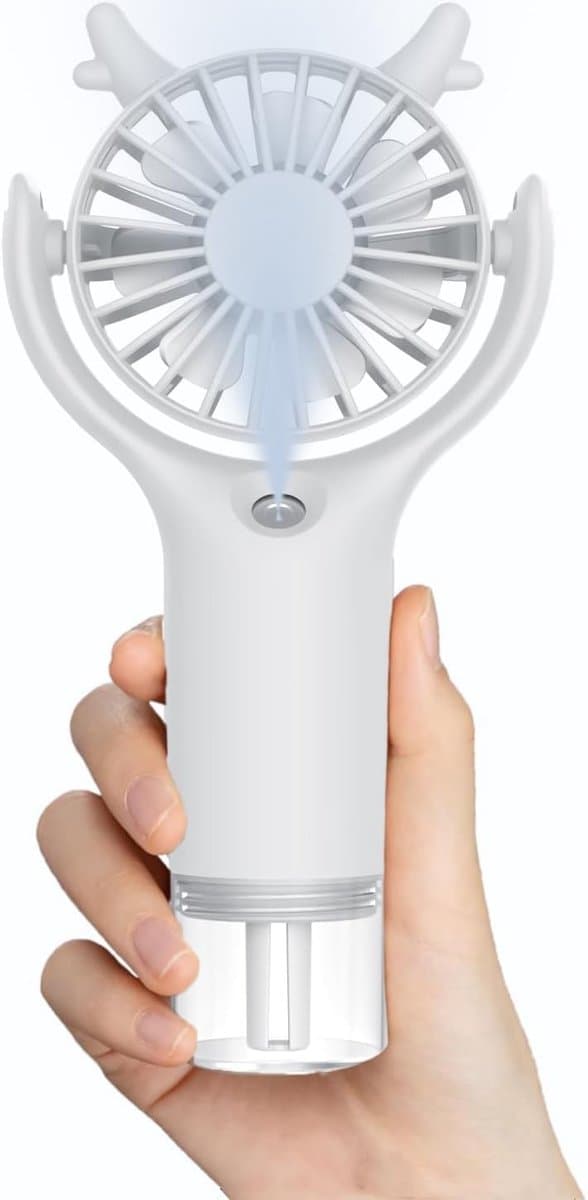 LISM-Draagbare vernevelingsventilator, mini stille handventilator Geschikt voor op het bureau, oplaadbare handventilator via USB, Geschikt voor thuis, op kantoor en op reis (wit). — afbeelding 1