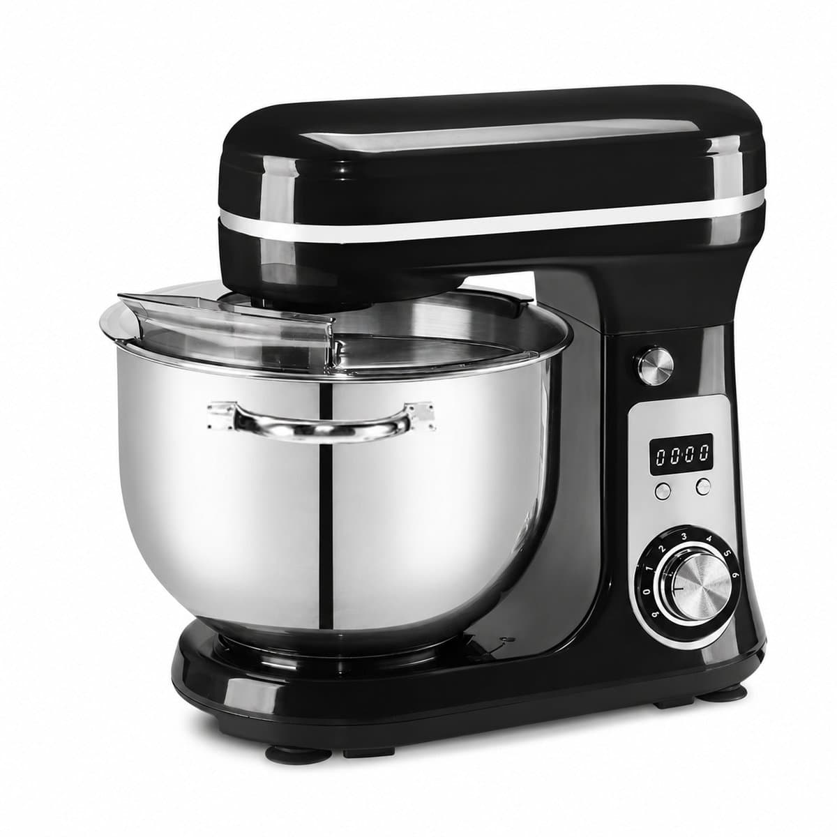 AALVERO - Deegmixer - Keukenmachine - Zweepdeegkneder - Inclusief accessoires - 6 snelheden - 6L - Stille motor - 1200W - Zwart — afbeelding 1