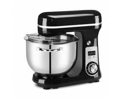 AALVERO - Deegmixer - Keukenmachine - Zweepdeegkneder - Inclusief accessoires - 6 snelheden - 6L - Stille motor - 1200W - Zwart
