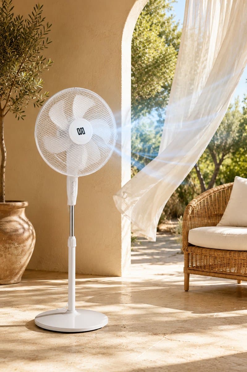 Staande ventilator 6 blaadjes-40cm -50 watt-wit — afbeelding 1