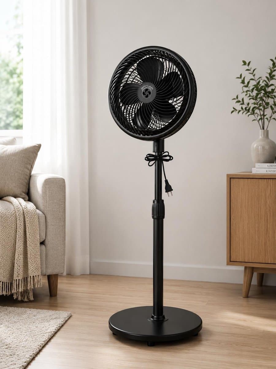 Statiefventilator - Ø 25 cm - 70W - 3 Snelheden - Verstelbare Hoogte (90-125 cm) - zwart — afbeelding 1