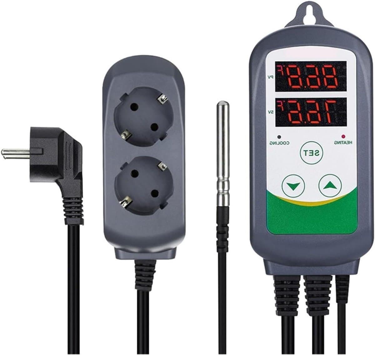 Slimme Thermostaat - Temperatuurregelaar - Temperatuur Beheersen - Dubbele Relaisuitgang - 100-230V - Zwart — afbeelding 1
