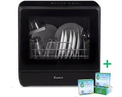 Ventux® Mini Vaatwasser Incl. App – Afwasmachine – 5 Programma’s – 900 Watt – 42,5 x 42,8 x 45,8 cm - Zwart