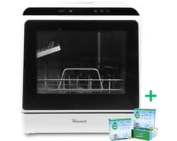 Ventux® Mini Vaatwasser Incl. App – Afwasmachine – 5 Programma’s – 900 Watt – 42,5 x 42,8 x 45,8 cm - Wit