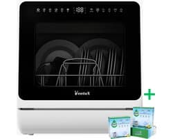 Ventux Mini Vaatwasser met Waterreservoir - 4-6 Couverts - 8 Programma's - Vrijstaande Vaatwasser - Mini Afwasmachine met UV-sterilisatie - Camping - Wit