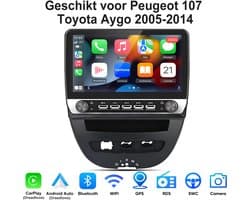 Junsun Android 15 Autoradio Geschikt voor Peugeot 107 Citroen C1 Toyota Aygo Accessoires, 2GB+64GB, Draadloze CarPlay & Andriod Auto, DAB+, GPS-navigatiesysteem, Bluetooth, Stuurwielbediening, WiFi, 10.1-inch Touchscreen, DSP, Quad-core processor